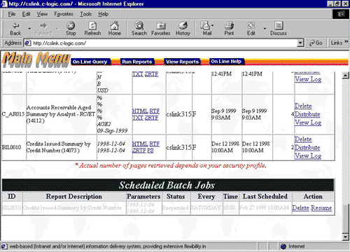 Scheduled Jobs view